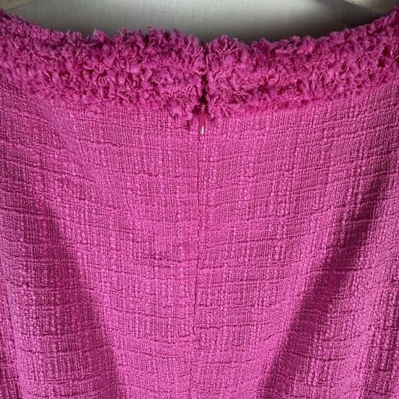 J. Crew Pink Tweed Sheath Dress, Size 12, NWOT, Fringe Collar & Hem - Picture 10 of 16
